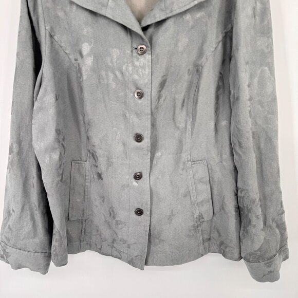 Chicos Womens Gray Button-Front top faux suede Size large  Long Sleeve - Picture 6 of 13